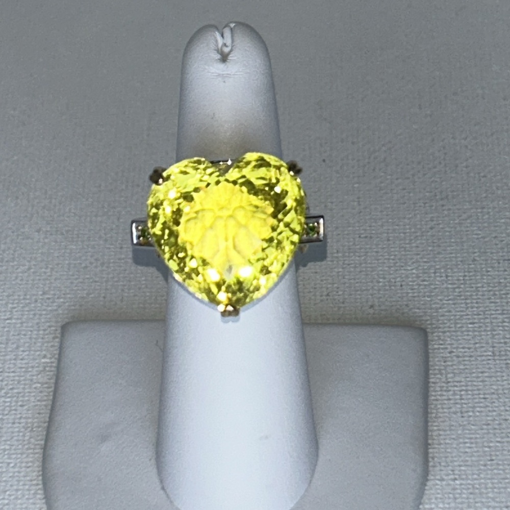 Gems en Vogue Genuine Oro Verde Gemstone Sterling Gold Plate Designer Heart Ring